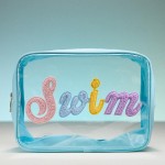 Wholesale cursive Swim Chenille Patch Clear Pouch Full Zip Closure L T D