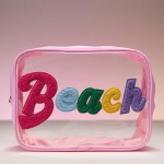Wholesale cursive Beach Chenille Patch Clear Pouch Full Zip Closure L T D