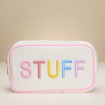 Wholesale sTUFF Embroidered Canvas Pouch Full Zip Closure Lined Body L T D