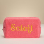 Wholesale soleil Sun Embroidered Terry Cloth Pouch Full Zip Closure Lined Body