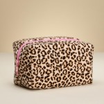 Wholesale leopard Print Pouch Fill Zip Closure Lined Body L T D