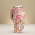 Wholesale crossbody Floral Print Neoprene Tumbler Holder Fits oz Tumbler Velcro