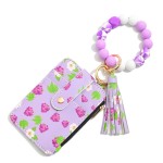 Wholesale beaded Bracelet Keyring Fruit Printed Wallet Tassel Wallet License Two