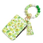 Wholesale beaded Bracelet Keyring Fruit Printed Wallet Tassel Wallet License Two