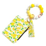 Wholesale beaded Bracelet Keyring Fruit Printed Wallet Tassel Wallet License Two