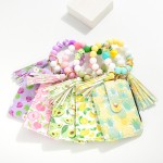 Wholesale beaded Bracelet Keyring Fruit Printed Wallet Tassel Wallet License Two