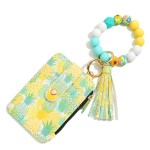 Wholesale beaded Bracelet Keyring Fruit Printed Wallet Tassel Wallet License Two