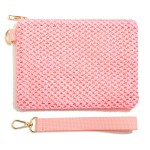 Wholesale woven Pouch Removeable Wristlet Zip Closure Lined Body L T