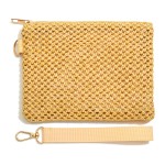 Wholesale woven Pouch Removeable Wristlet Zip Closure Lined Body L T