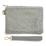 Wholesale woven Pouch Removeable Wristlet Zip Closure Lined Body L T