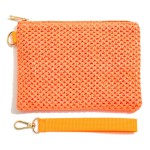 Wholesale woven Pouch Removeable Wristlet Zip Closure Lined Body L T