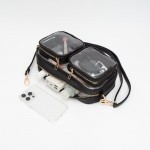 Wholesale clear Crossbody Bag Vegan Leather Trim Two Clear Outer Pockets Zip Clo