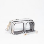 Wholesale clear Crossbody Bag Vegan Leather Trim Two Clear Outer Pockets Zip Clo