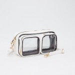 Wholesale clear Crossbody Bag Vegan Leather Trim Two Clear Outer Pockets Zip Clo