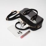 Wholesale clear Crossbody Tote Bag Vegan Leather Trim Zip Closure Removeable Veg