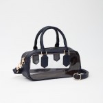 Wholesale clear Crossbody Tote Bag Vegan Leather Trim Zip Closure Removeable Veg