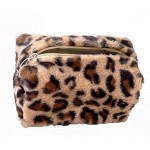 Wholesale furry Leopard Print Pouch Full Zip Closure Lined Body L T D