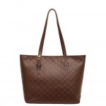 Wholesale checker Vegan Leather Tote Bag Full Zip Closure Lined Body Zip Open In