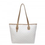 Wholesale checker Vegan Leather Tote Bag Full Zip Closure Lined Body Zip Open In