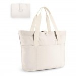 Foldable Nylon Tote Bag 

- Water Resistant 
- 3 Open & 1 Zip Outer Pocket 
- Lined Body 
- 1 Inner Zip Pocket 
- Approximately 16" L X 12" T X 5" D