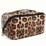 Wholesale vegan Leather Animal Print Travel Makeup Bag Full Zipper Closure Inter