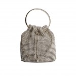 Wholesale rhinestone Mesh Mini Bucket Crossbody Bag Rhinestone Mesh Exterior Sat