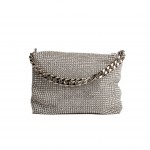 Wholesale rhinestone Mesh Chainlink Handle Bag Rhinestone Mesh Exterior Satin Li