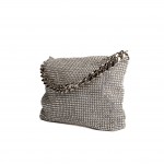 Wholesale rhinestone Mesh Chainlink Handle Bag Rhinestone Mesh Exterior Satin Li