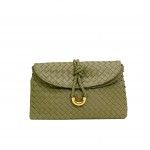 Wholesale vegan Leather Woven Twist Lock Crossbody Bag Double Flap One internal