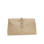 Wholesale vegan Leather Woven Twist Lock Crossbody Bag Double Flap One internal