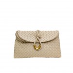 Wholesale vegan Leather Woven Twist Lock Crossbody Bag Double Flap One internal