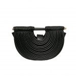 Wholesale vegan Leather Half Crescent Moon Clutch Bag Front Rope Ripple Detail I