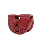 Wholesale vegan Leather Half Crescent Moon Clutch Bag Front Rope Ripple Detail I