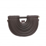 Wholesale vegan Leather Half Crescent Moon Clutch Bag Front Rope Ripple Detail I
