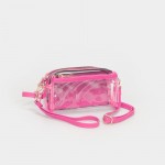 Wholesale clear Vegan Crossbody Wristlet Clutch Zip Closure Removable Straps Lea
