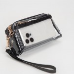 Wholesale clear Vegan Crossbody Wristlet Clutch Zip Closure Removable Straps Lea