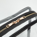 Wholesale clear Square Tote Bag Vegan Leather Trim Three Vegan Leather Pouches I