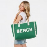 Wholesale canvas Tote Bag BEACH Embroidered Canvas Patches Fringes Accents Full