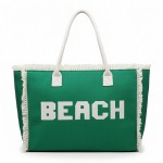 Wholesale canvas Tote Bag BEACH Embroidered Canvas Patches Fringes Accents Full