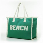 Wholesale canvas Tote Bag BEACH Embroidered Canvas Patches Fringes Accents Full