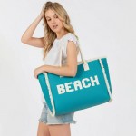 Wholesale canvas Tote Bag BEACH Embroidered Canvas Patches Fringes Accents Full