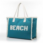 Wholesale canvas Tote Bag BEACH Embroidered Canvas Patches Fringes Accents Full