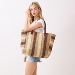 Wholesale multi Color Straw Tote Bag Snap Closure Lined Body Open Pocket W T D P