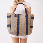 Wholesale multi Color Straw Tote Bag Snap Closure Lined Body Open Pocket W T D P