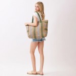 Wholesale multi Color Straw Tote Bag Snap Closure Lined Body Open Pocket W T D P