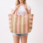Wholesale multi Color Straw Tote Bag Snap Closure Lined Body Open Pocket W T D P