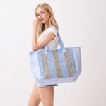 Wholesale nautical Stripe Tote Bag Snap Closure Lined Body Open Pocket L T D Pol