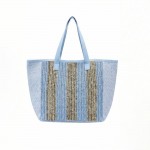 Wholesale nautical Stripe Tote Bag Snap Closure Lined Body Open Pocket L T D Pol