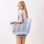 Wholesale nautical Stripe Tote Bag Snap Closure Lined Body Open Pocket L T D Pol