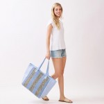 Wholesale nautical Stripe Tote Bag Snap Closure Lined Body Open Pocket L T D Pol